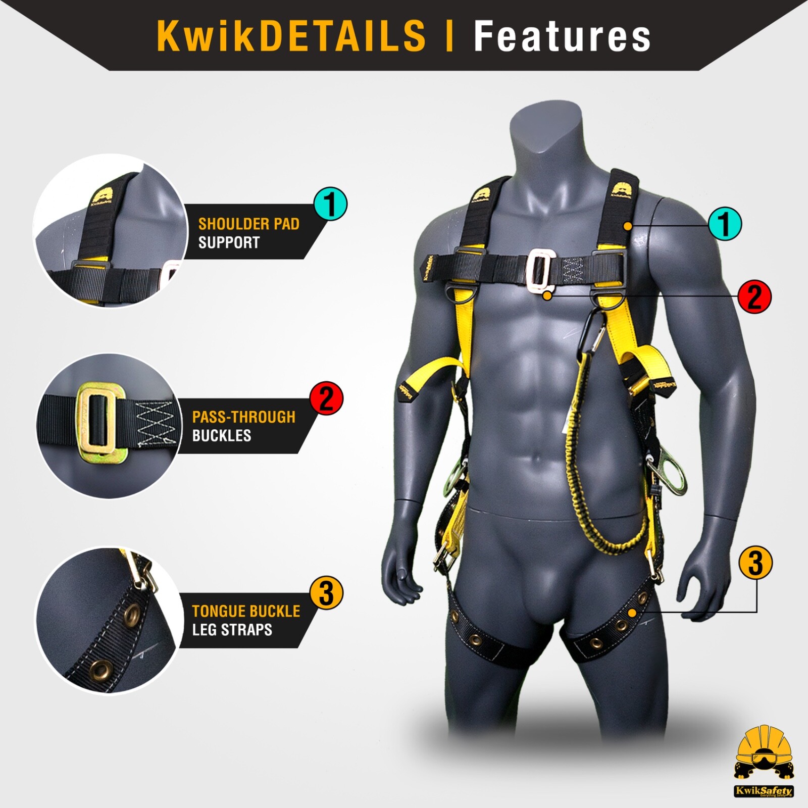 KwikSafety SUPERCELL Safety Harness 3 D-Ring Fall Protection