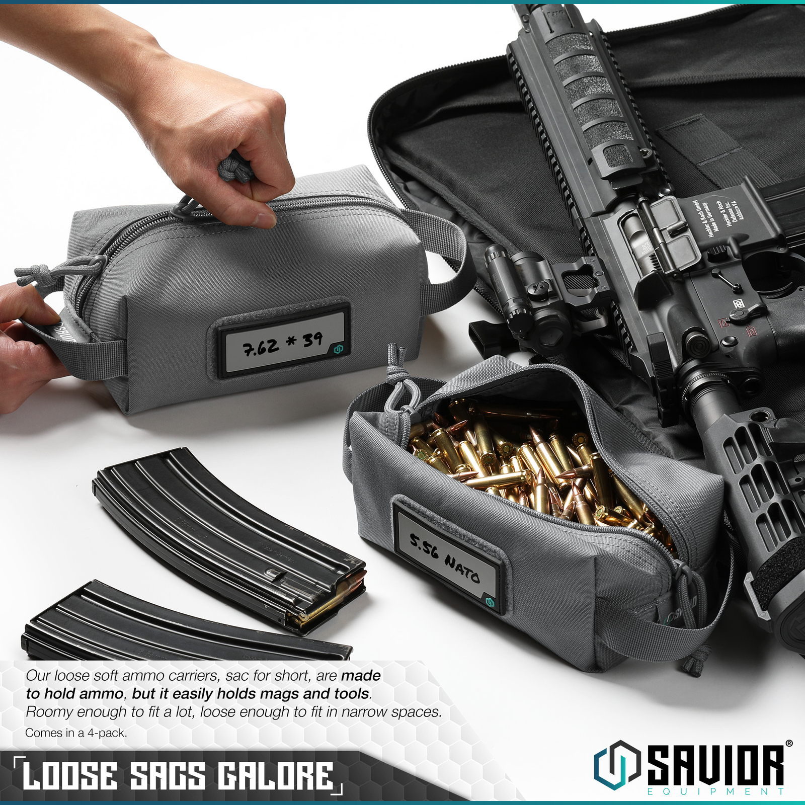 SAVIOR 4X Mini Loose Sacs Tactical Rifle Ammo Pouch Bag