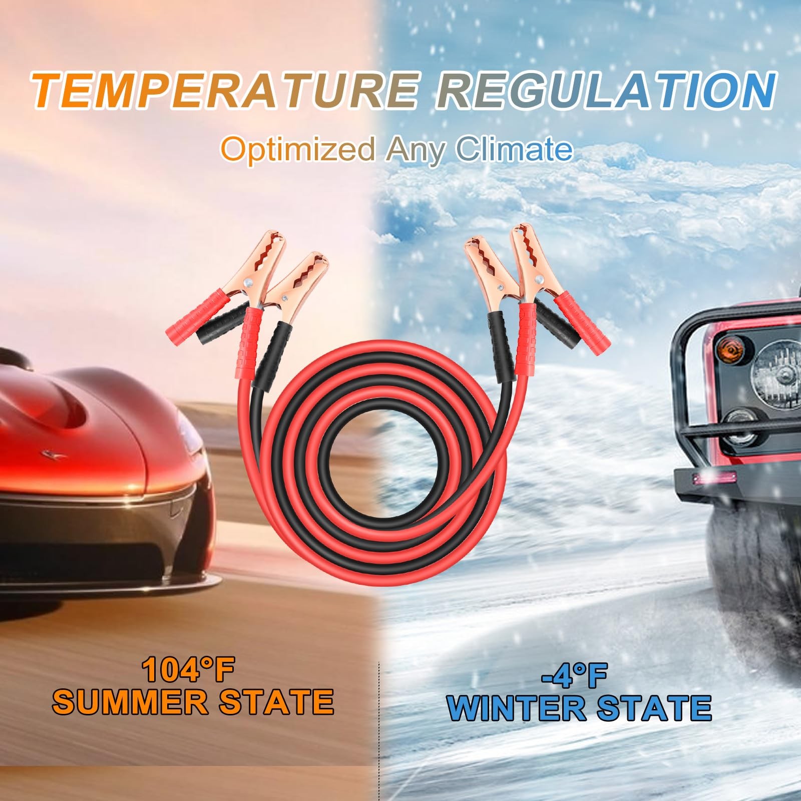 NOONE Jumper Cables for Car Battery, Heavy Duty Automotive Booster Cables for