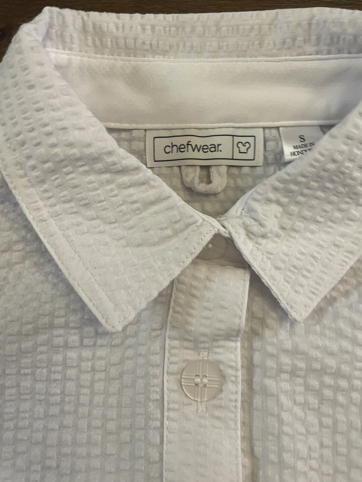 Chefwear Long Sleeve Button Down Textured Shirt White Small