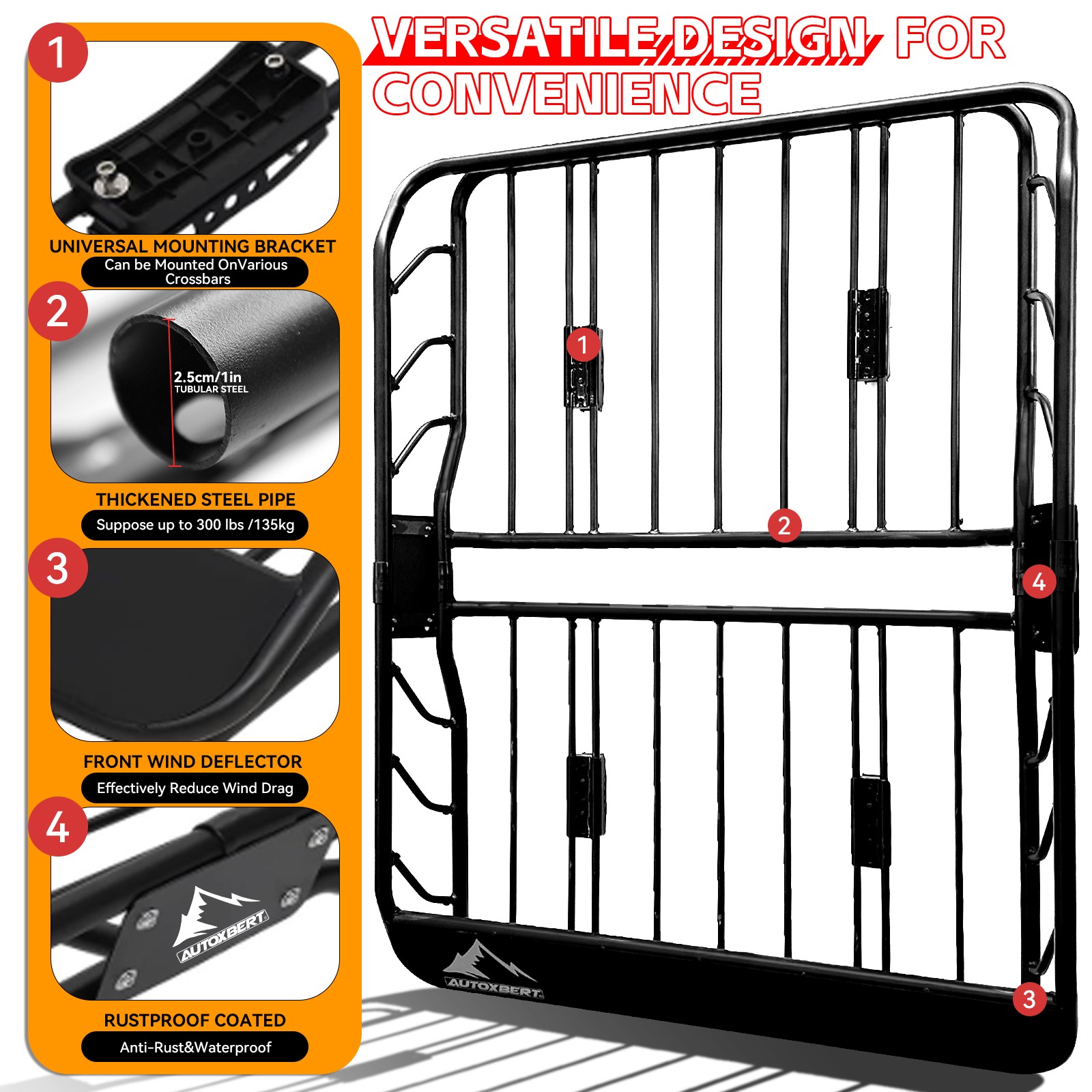 Aerodynamic 50" Roof Rack w/ Cross Bar Cargo Carrier Basket Car Roof Storage Box