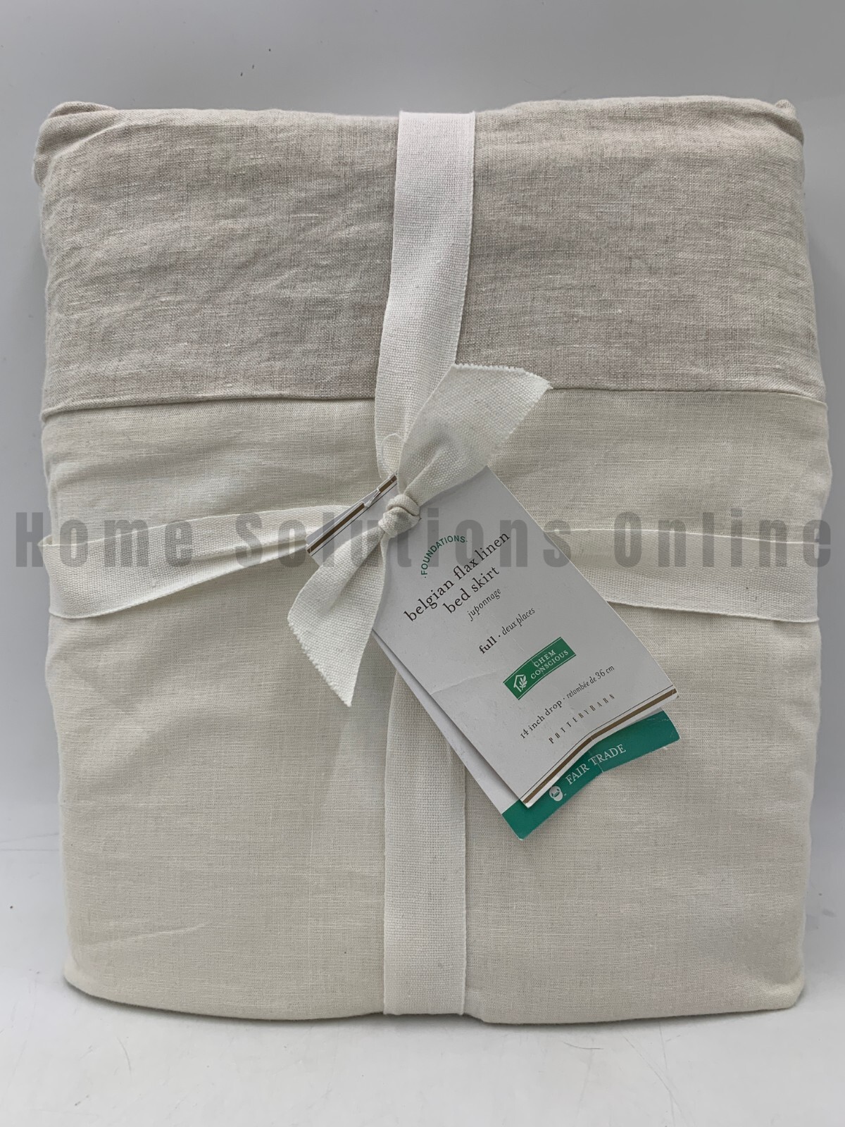 Pottery Barn Belgian Flax Linen Bed Skirt Flax Beige Full 14" Drop #H121D