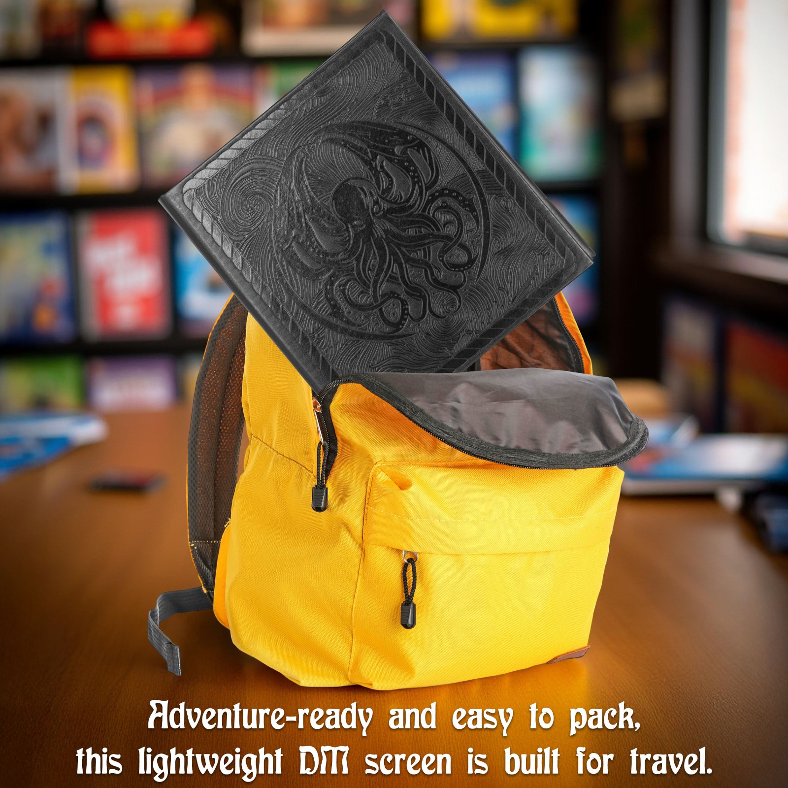 CASEMATIX 3-Panel DM Screen Faux Leather GM Screen for TTRPGs DND RPG Black