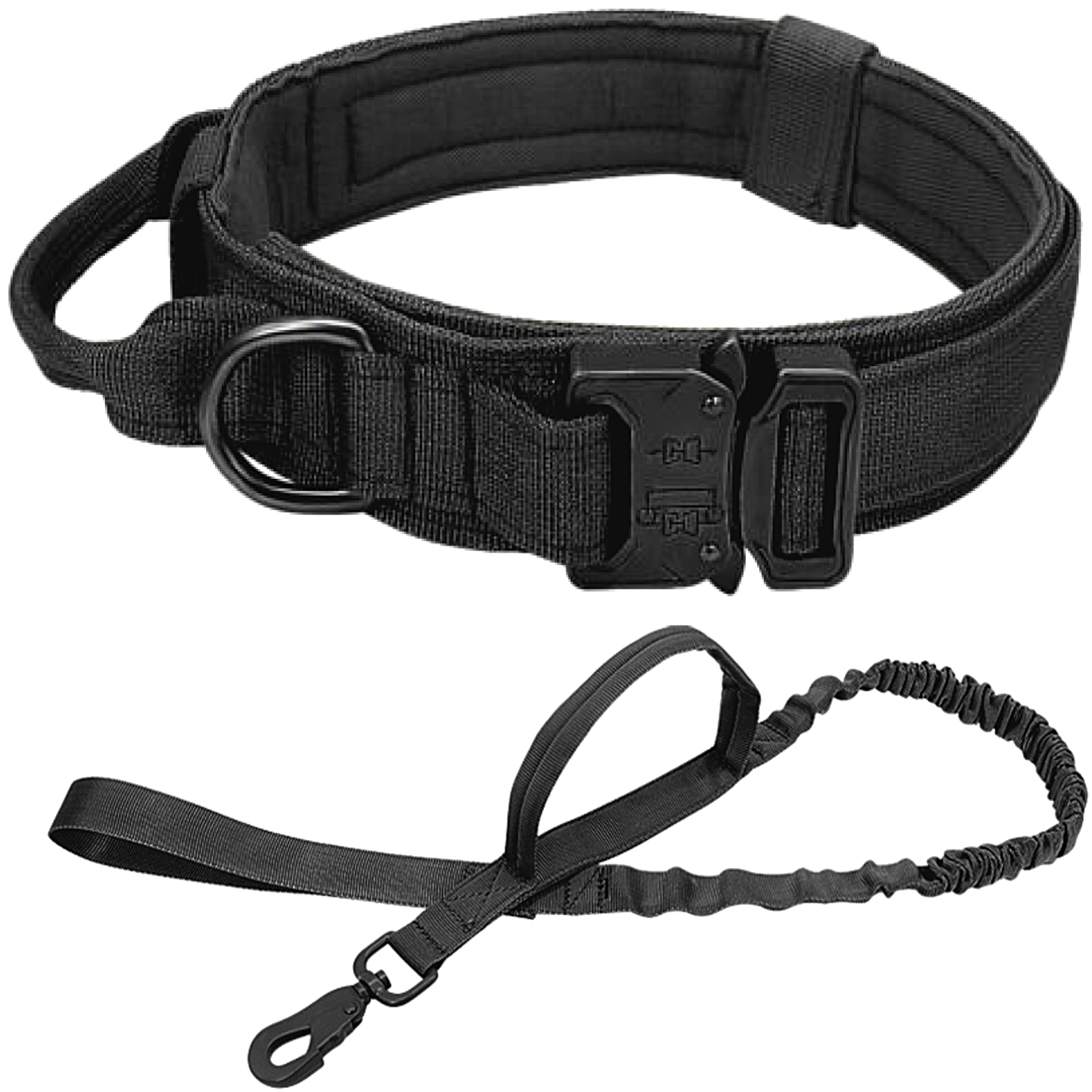 Leash + Collar Heavy Duty K9 Tactical Training Pet Dog Metal Buckle M, L, XL New