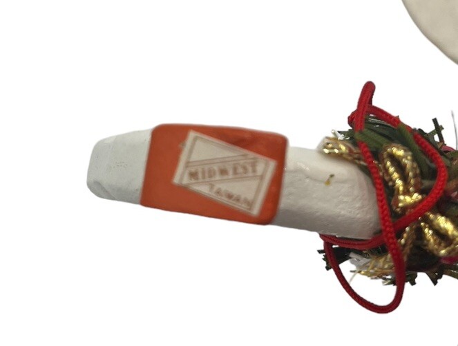 2 Midwest of Cannon Falls Signed Snowman Christmas Ornaments Wood Goose Carved