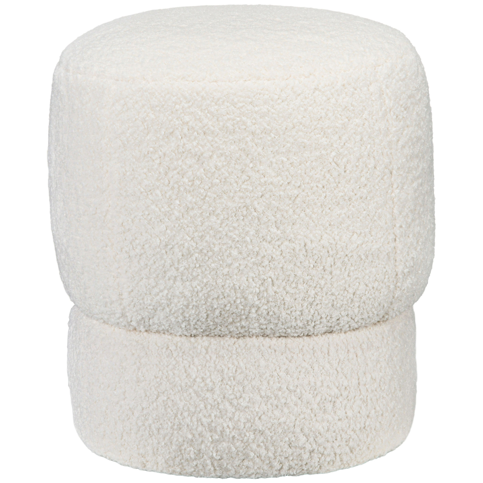 HOMCOM Round Ottoman Foot Stool with Fabric Upholstered Seat, Cream White