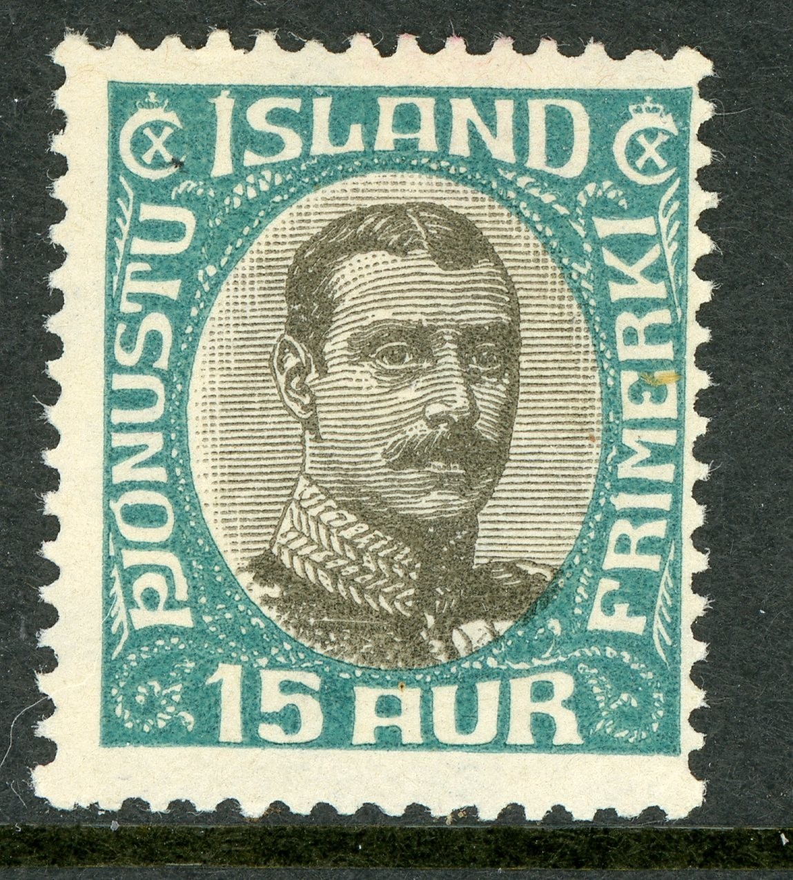 Iceland 1920 Official  15a Light Blue & Gray Scott O44 MNH B259