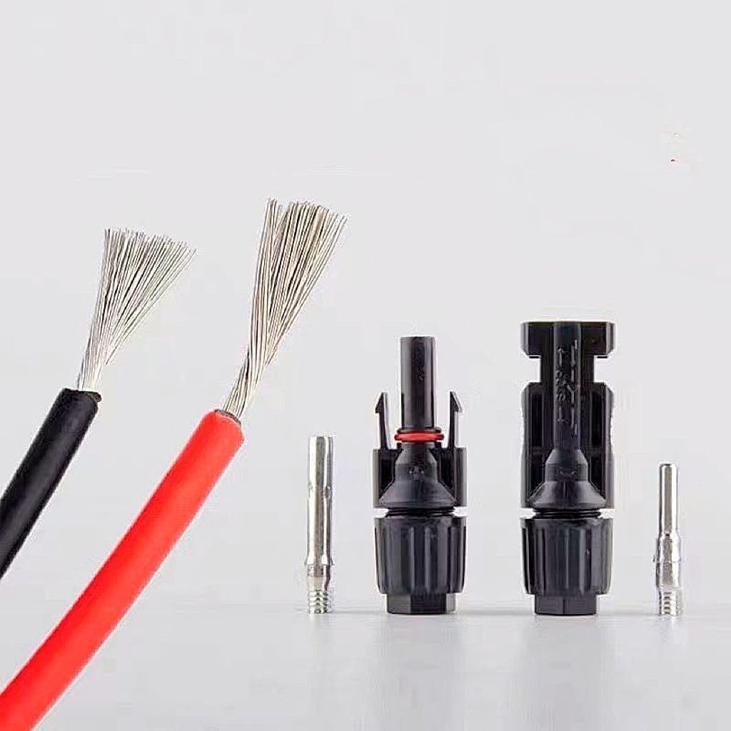 1 Pair 10FT Solar Panel Extension Cable 10AWG 10 feet, 20 BLACK+RED