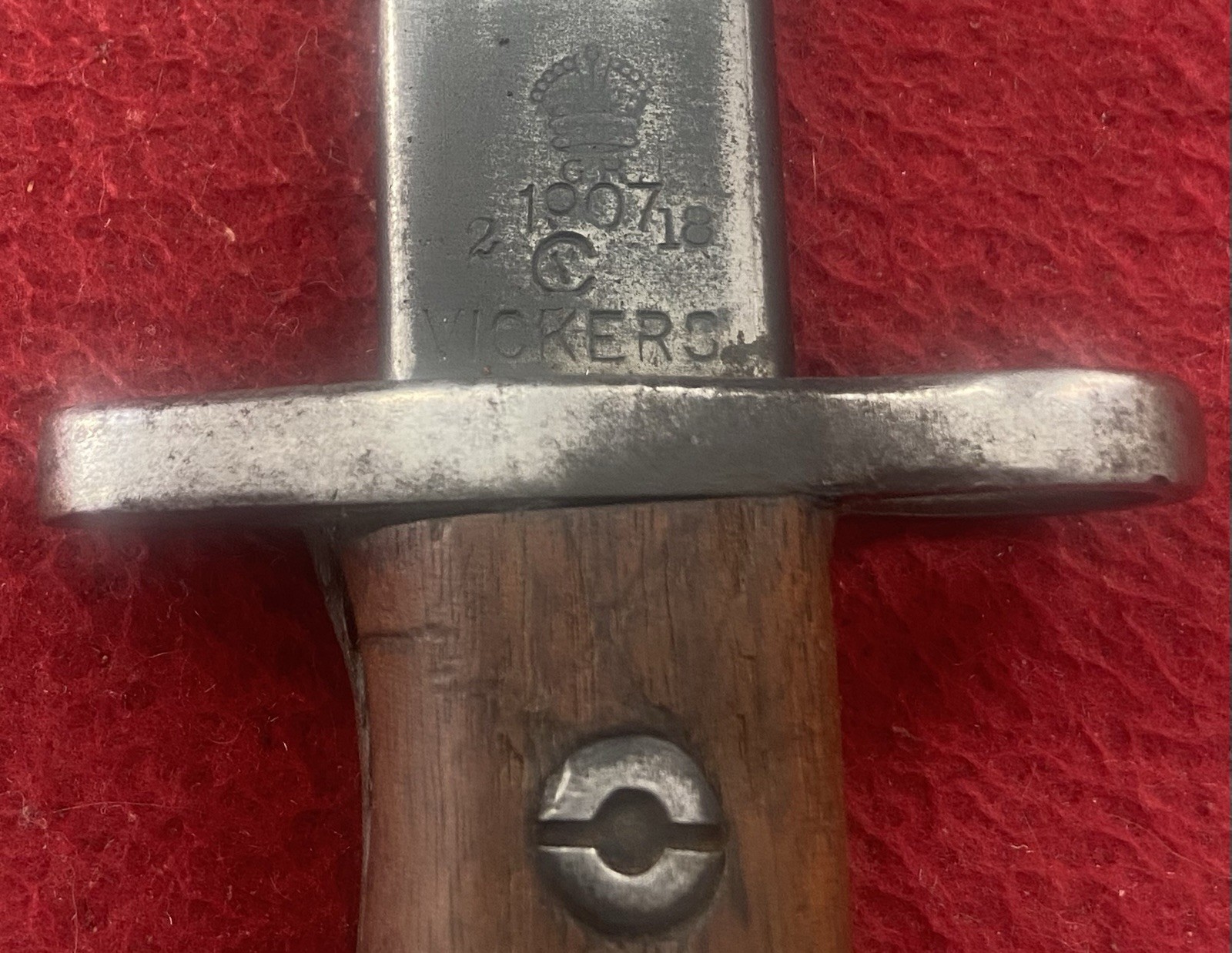 WWI English Pattern 1907 Bayonet & Leather Scabbard By Vickers 2-18
