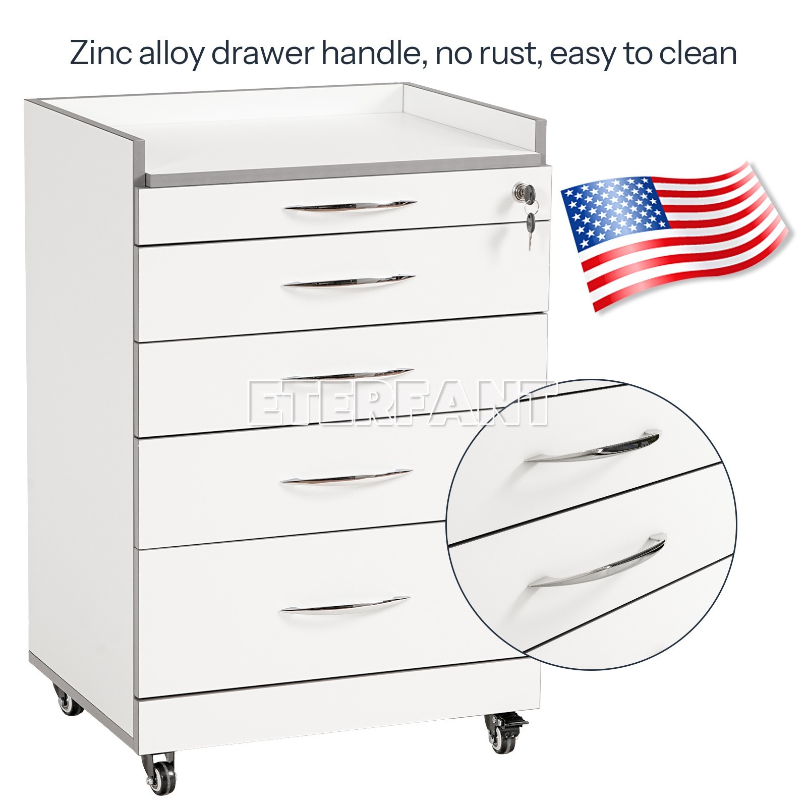 4/5 Drawers Dental Medical Trolley Acrylic Wooden Cabinet Rolling Cart w/Socket