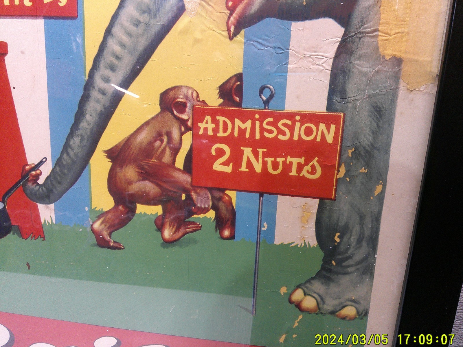 Vintage Ringling Bros Barnum & Bailey Monkey Circus Poster Artist Signed Framed