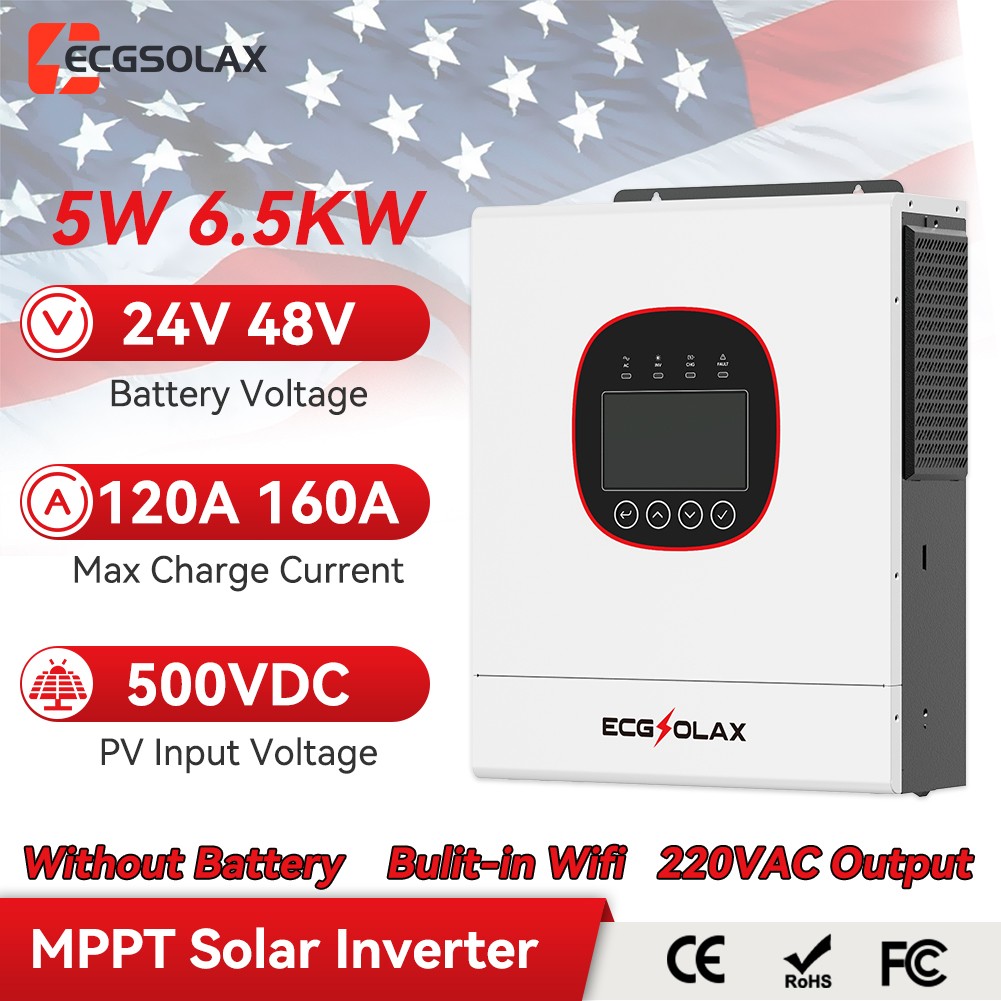 6500W 48V/5000W 24V Hybrid Solar Inverter MPPT 120A  Charge Controller Off-grid