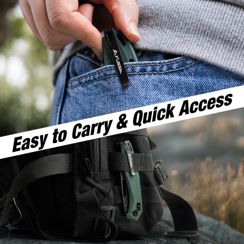 FLISSA Tactical Folding Pocket Knife Axis Lock 3.5" D2 Steel Blade G10 Handle US