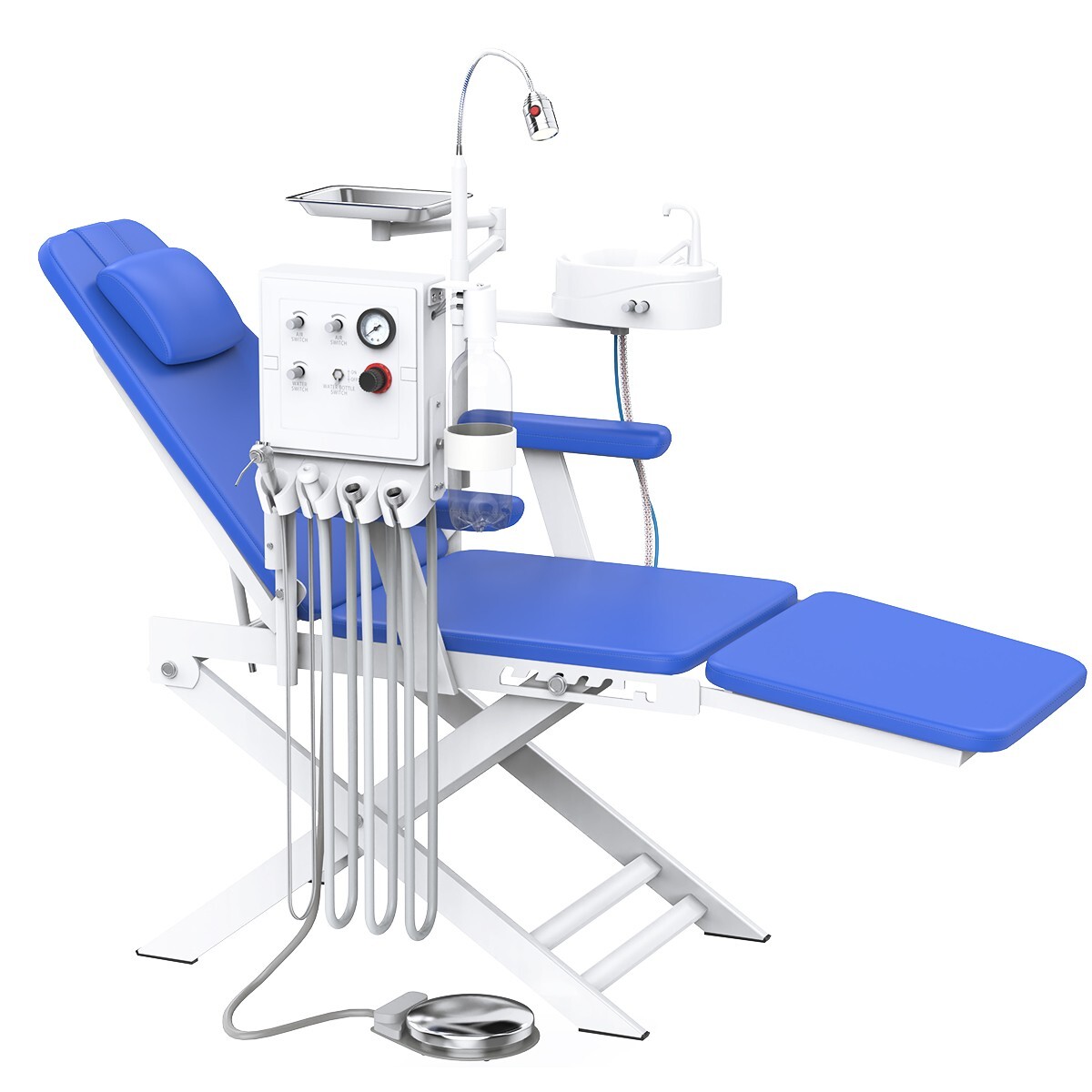 Silla de unidad dental móvil portátil Lámpara LED con unidad de turbina 4Hole