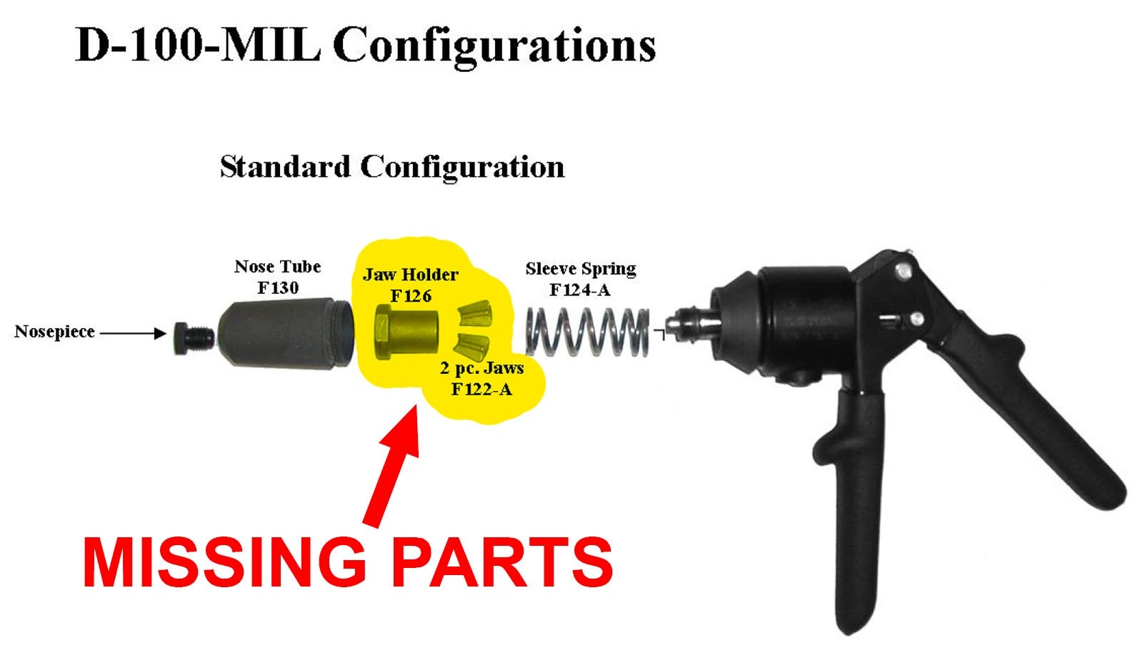 FSI D-100-MIL-1 Hydraulic Blind Rivet Gun Riveter Fastener CherryMAX NOT WORKING