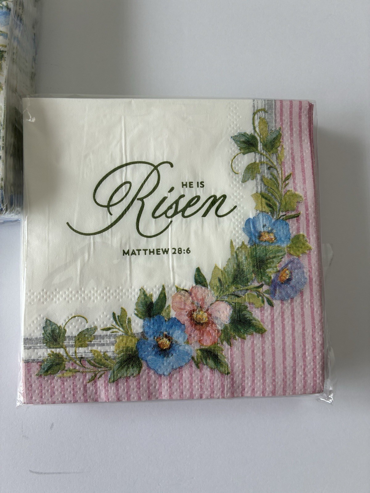 2 Packs~50 Ea. Easter Napkins Religious He Is Risen & White Cross Flowers Paper