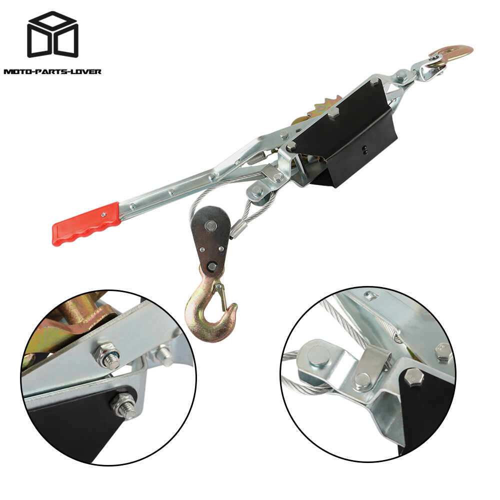 Come Along 2 Ton Winch Ratchet Dual Gear Power Puller w/2 Hooks Steel Cable