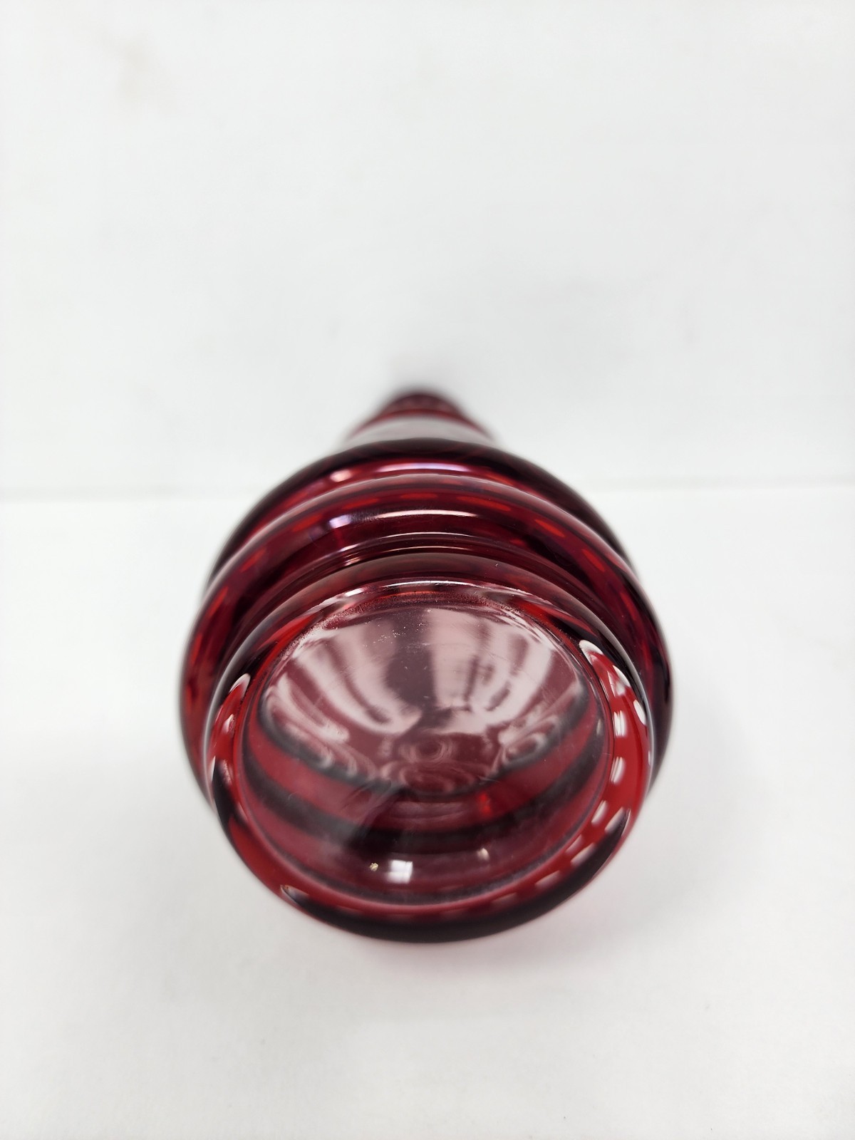 Set Of Egermann Bohemian Ruby Red Glass Decantor With Stopper & 6 Glasses