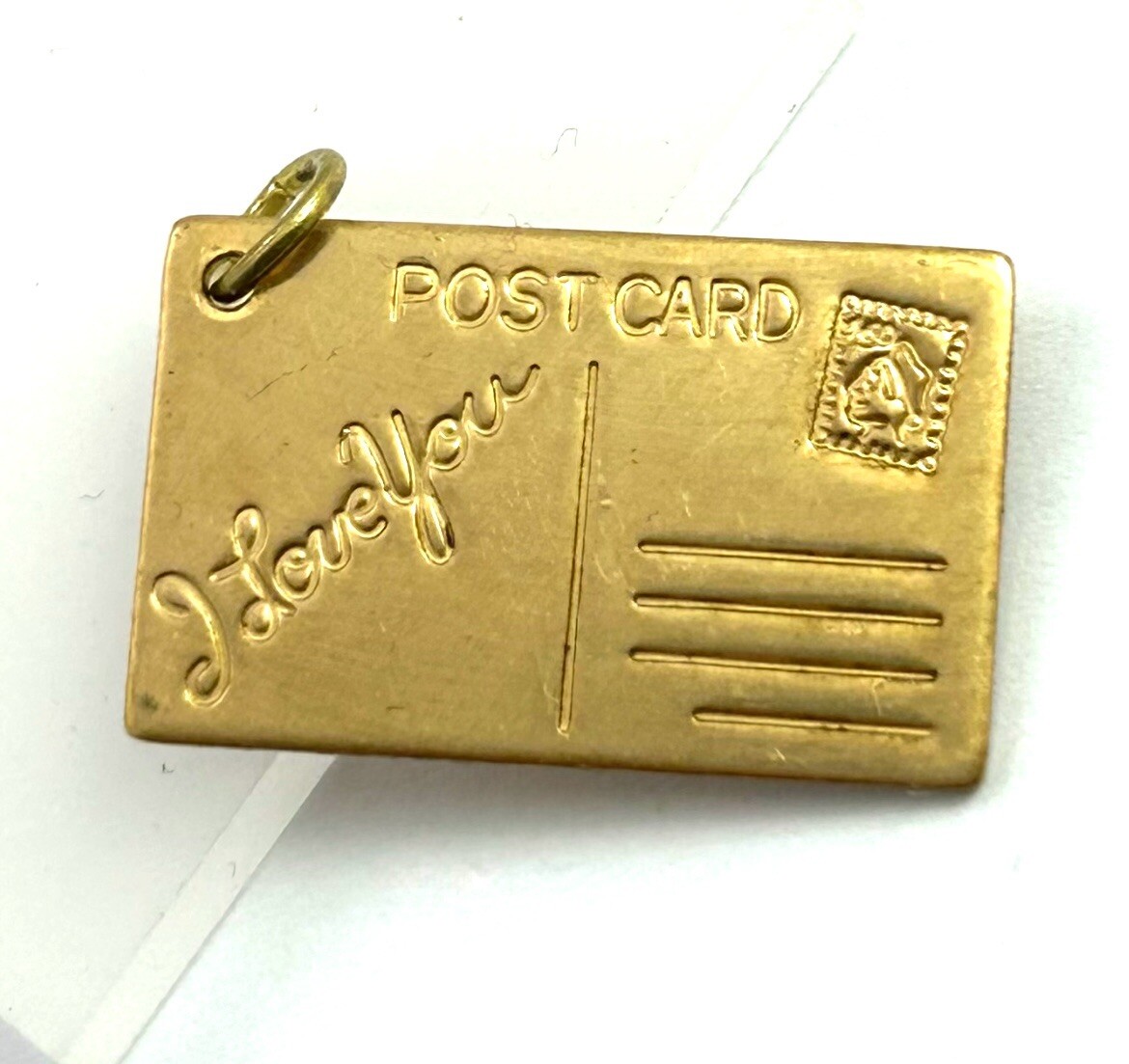 Vintage Charm I Love You Postcard Necklace Pendant Brass Jewelry Gift For Women