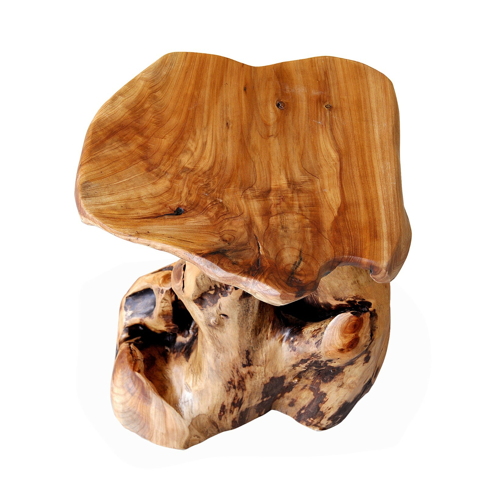 Rustic Cedar Roots Flower Stand Stool, Tree Stump Stool Side Table 19.5" H