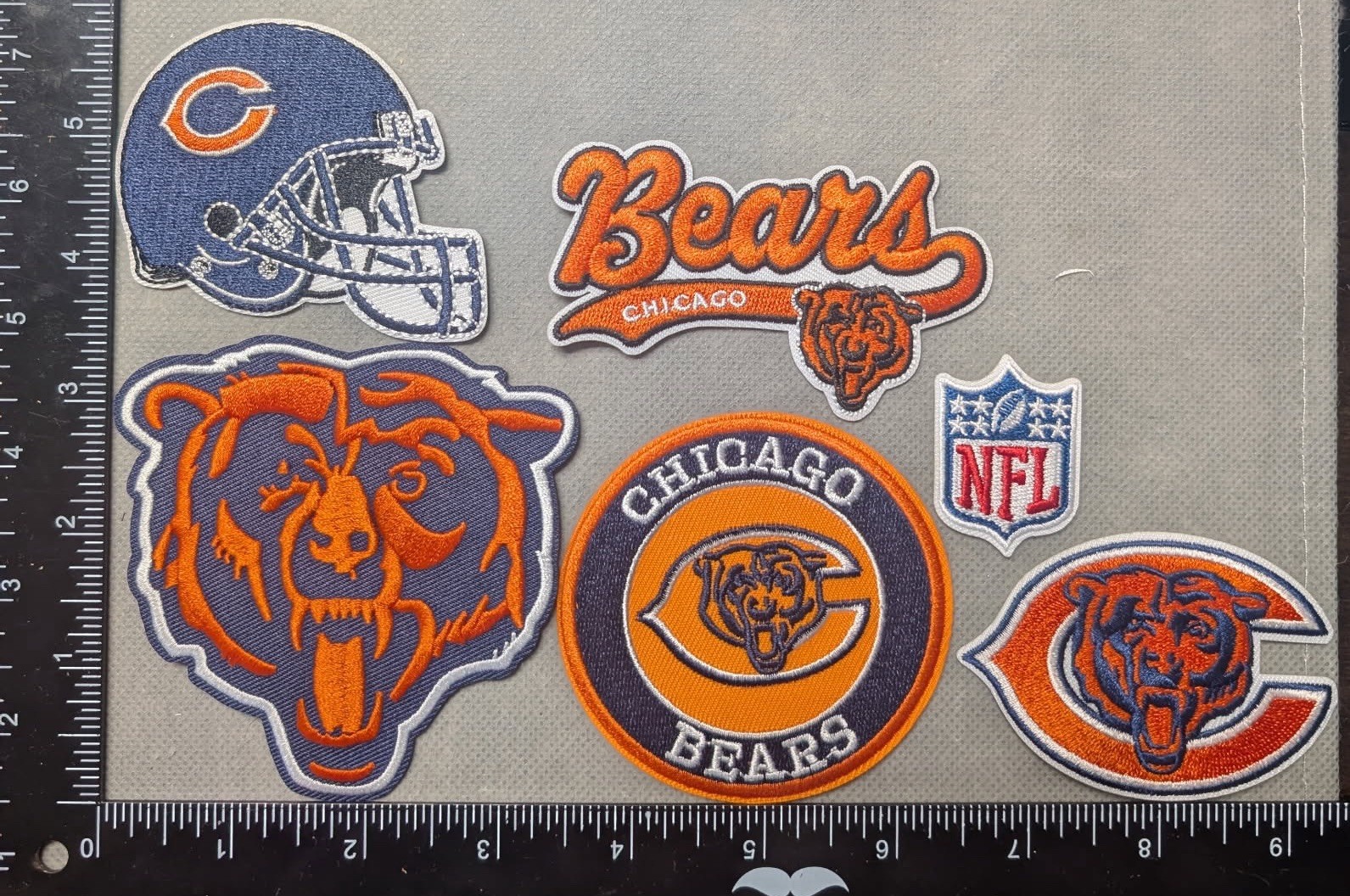 LOT OF 6 CHICAGO BEARS IRON ON EMBROIDERED PATCH