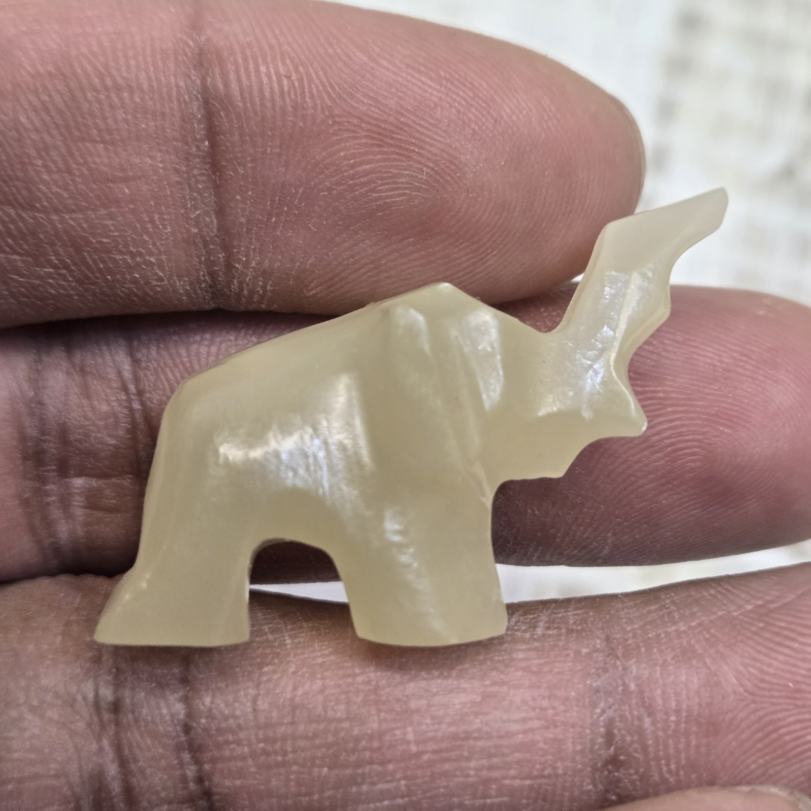 Lot Of 4 Vintage Hand Carved Marble/ White Onyx Quartz Stone Elephants