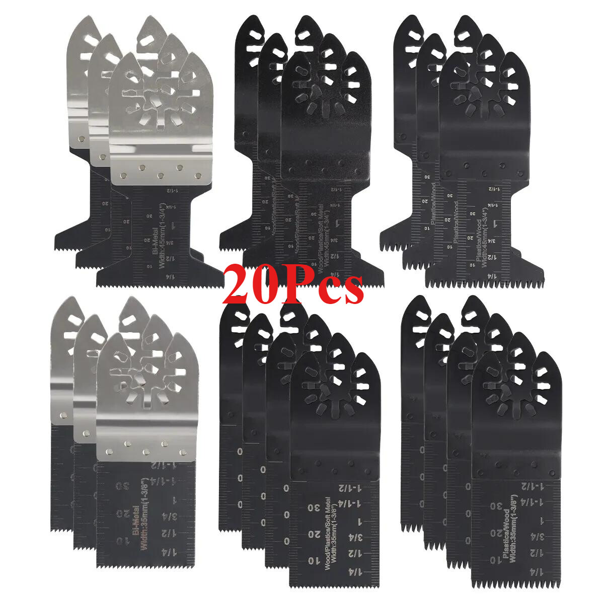 20Pcs Oscillating Multi Tool Saw Blades Wood Metal Cut Cutter For Dewalt Fein