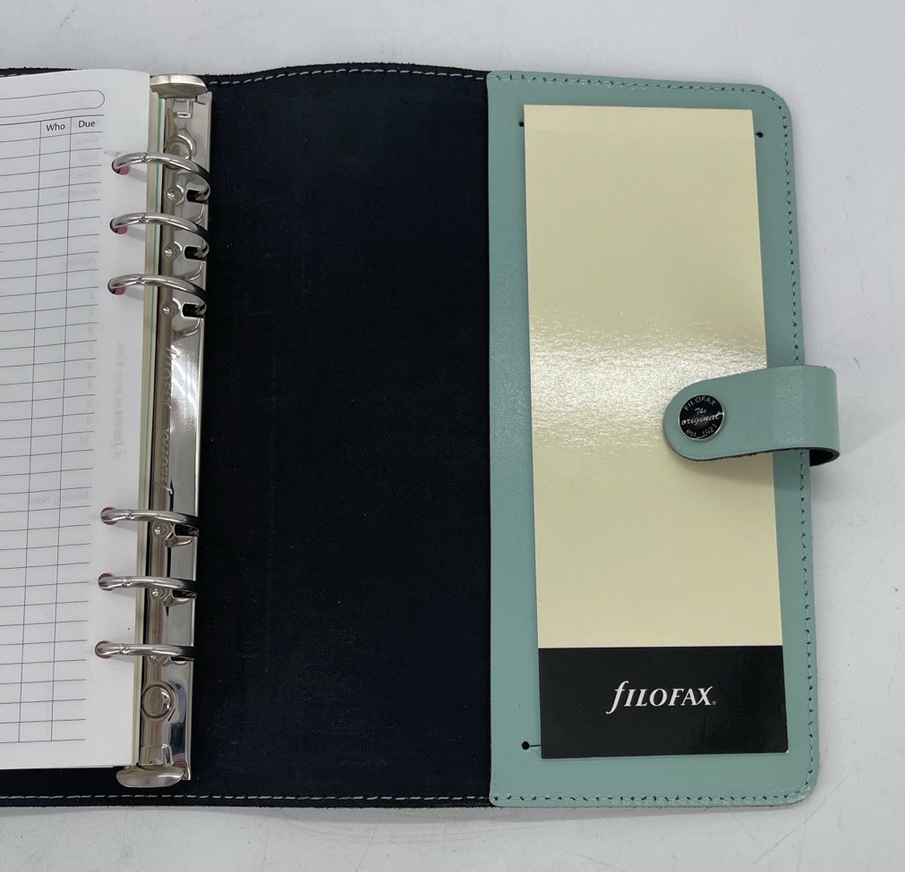 Filofax Original A5 Duck Egg Blue Leather Organizer With Paper Inserts