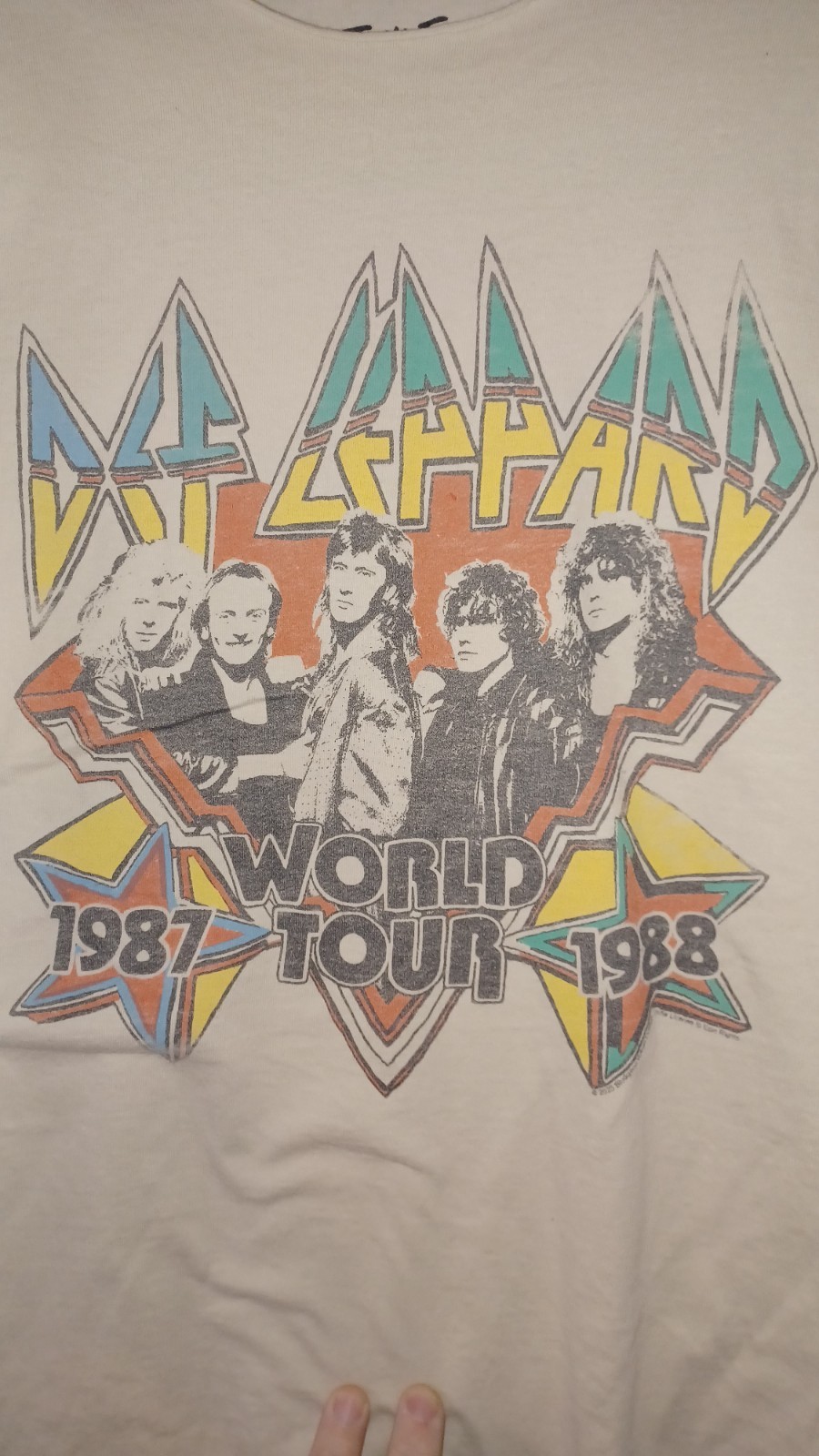 Junk Food Women's Tan Short Sleeve XL Def Leppard T-Shirt 1988. Oversized