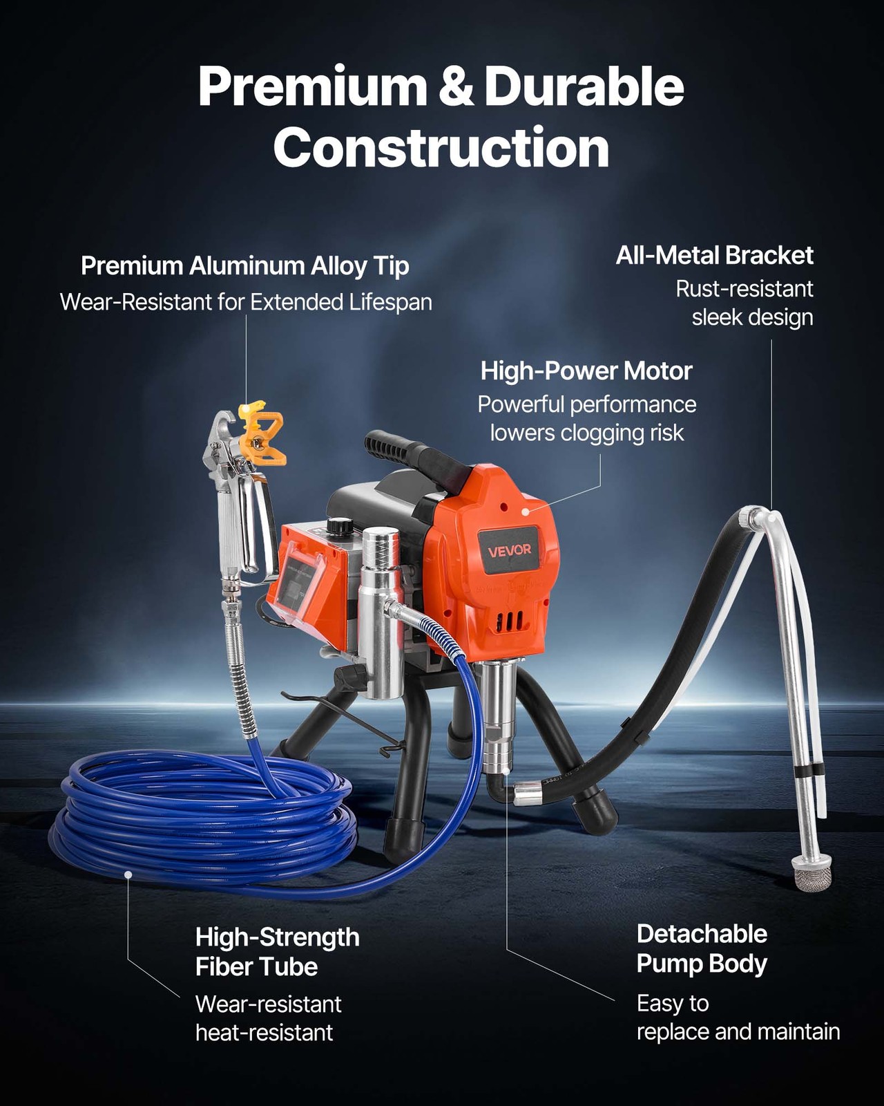 VEVOR Stand Airless Paint Sprayer Airless Sprayer 1500W 3300PSI for Apartments