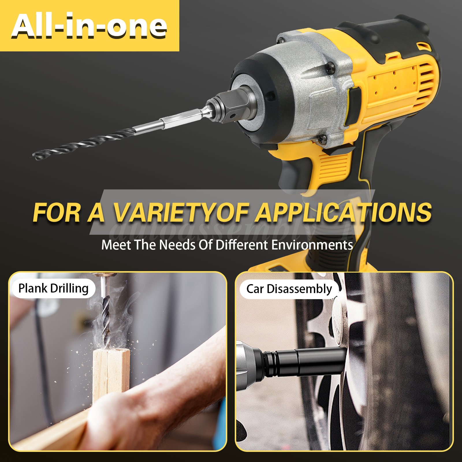 Cordless Impact Wrench 1/2" 1180 Ft-lbs(1000 N.m) Drill W/ 4000mAh Battery NEW