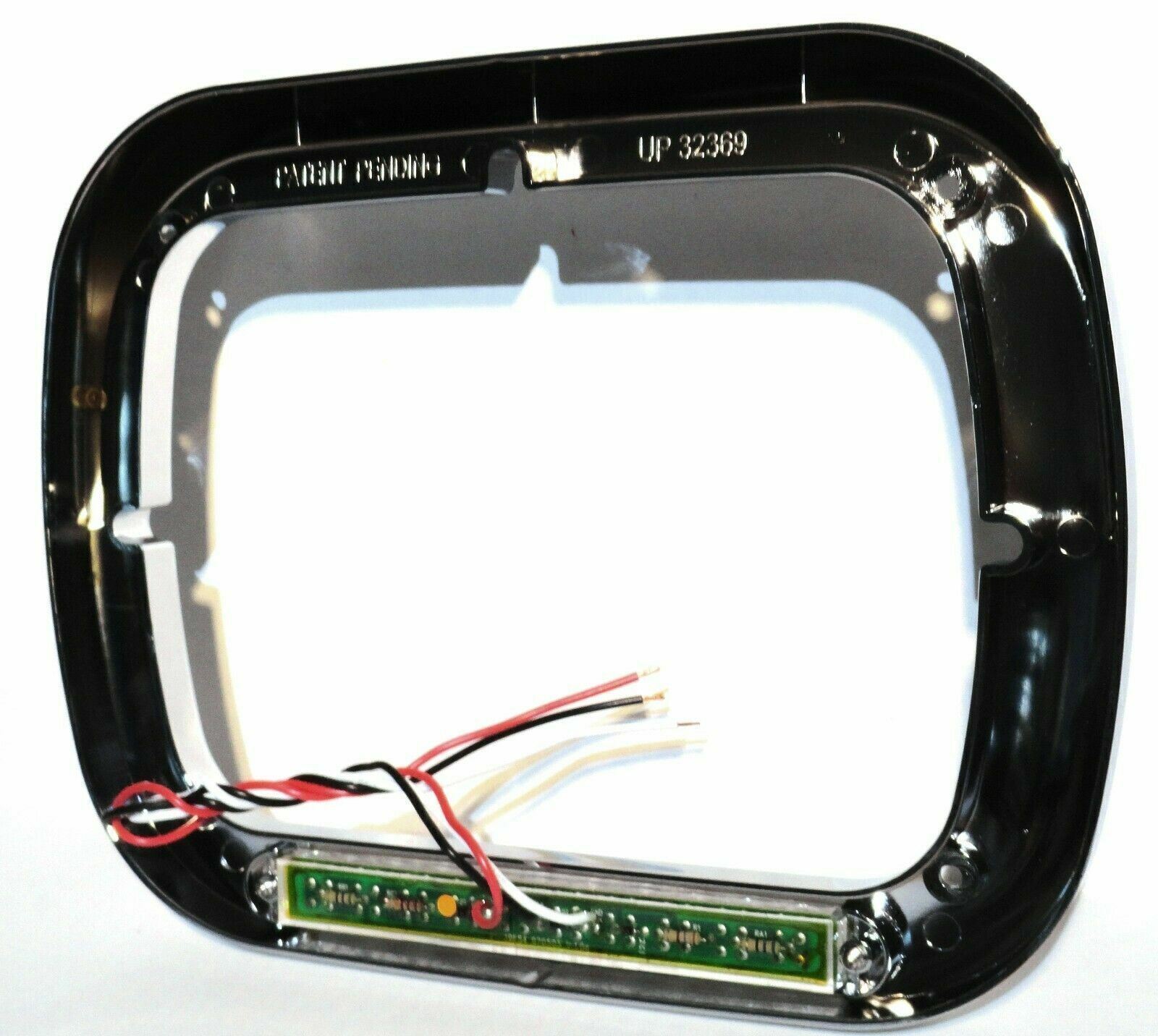 headlight bezel 6x8 clear lens amber LED chrome plastic visor for Peterbilt each