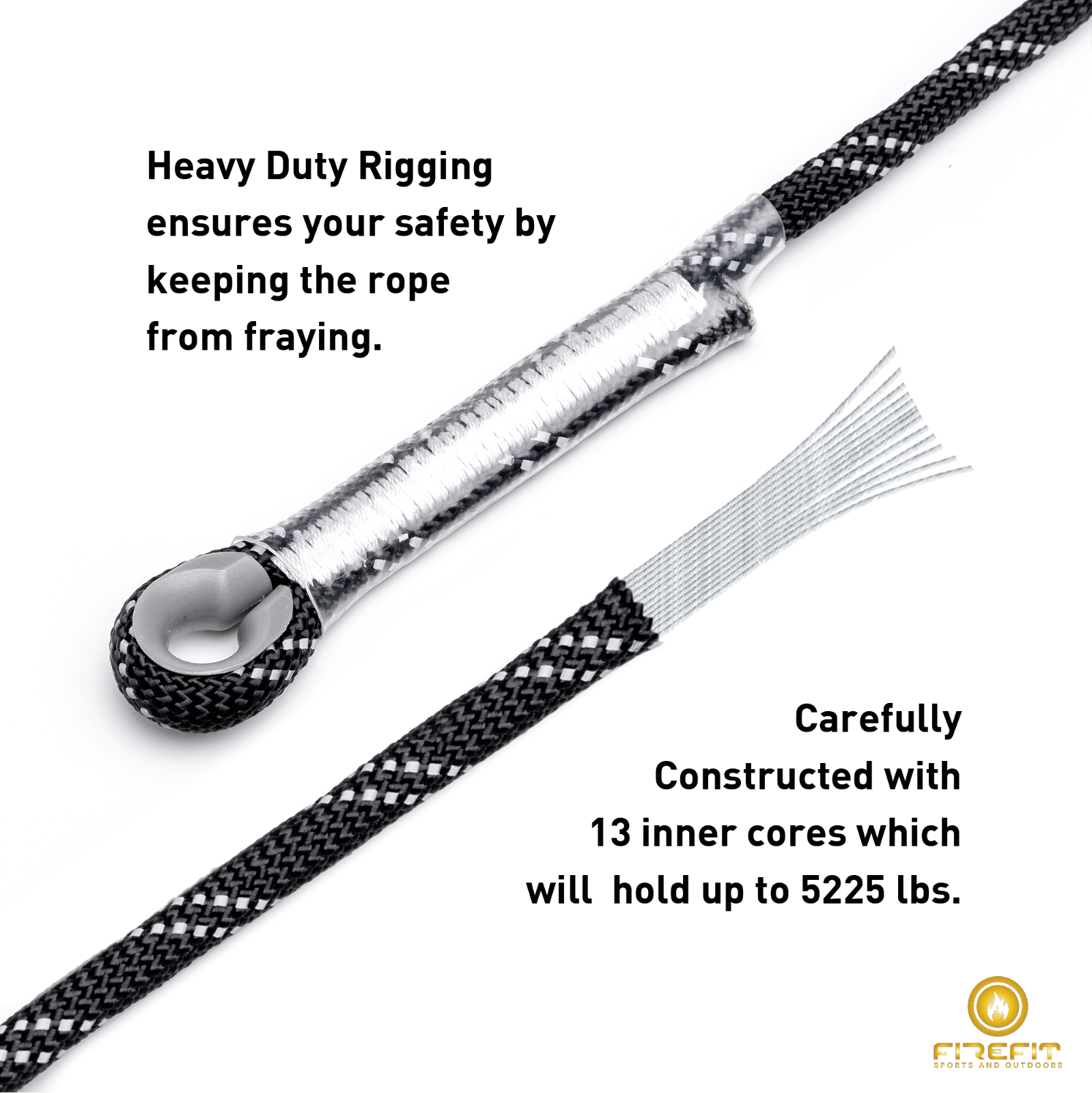 Static Reflective Outdoor Rock Climbing Rope with Carabiner(s)