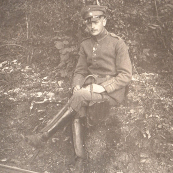 WWI German Soldier Feldwebel Iron Cross Ribbon Real Photo Postcard