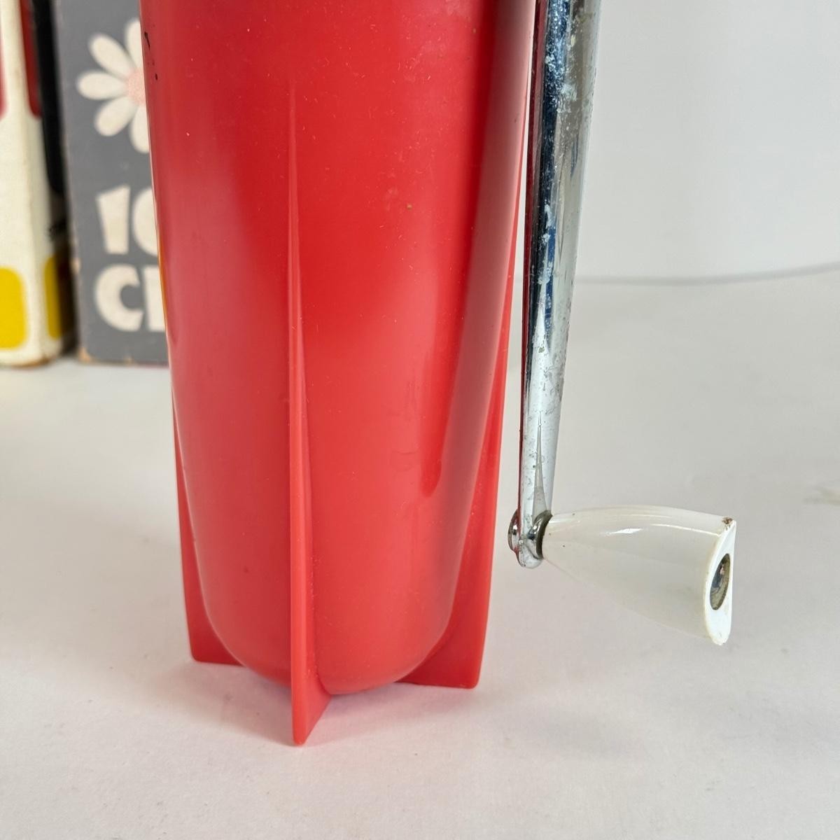 Dazey Atomic Red Rocket Wall Mount Triple Ice Crusher Cocktail Mid Century w/BOX