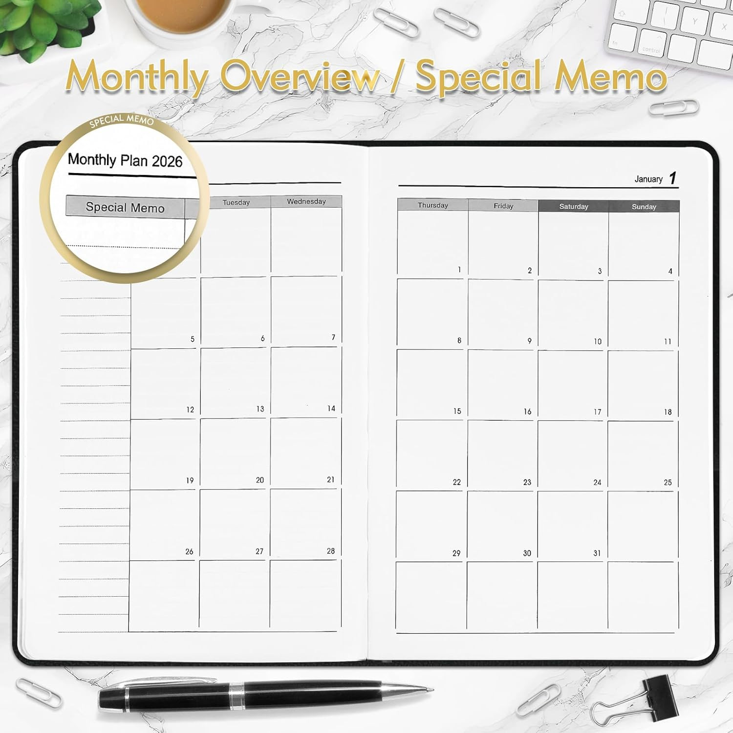 2026 Daily Hourly Planner - One Page a Day, 2026 Diary 5.7 X 8.3" Hardcover Mont