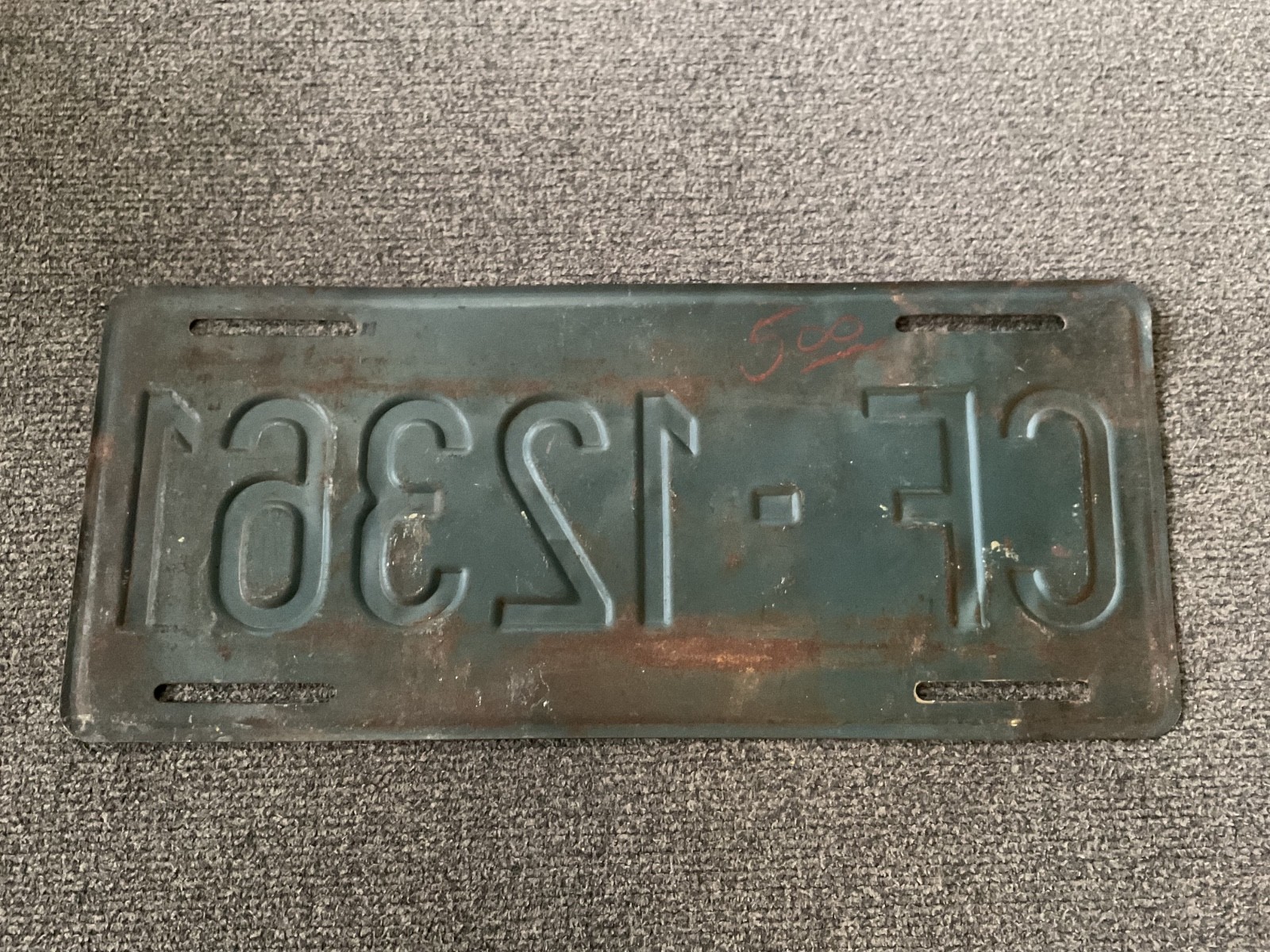 RARE 1950's US FORCES FRANCE LICENSE PLATE ALL ORIGINAL WITH WEAR