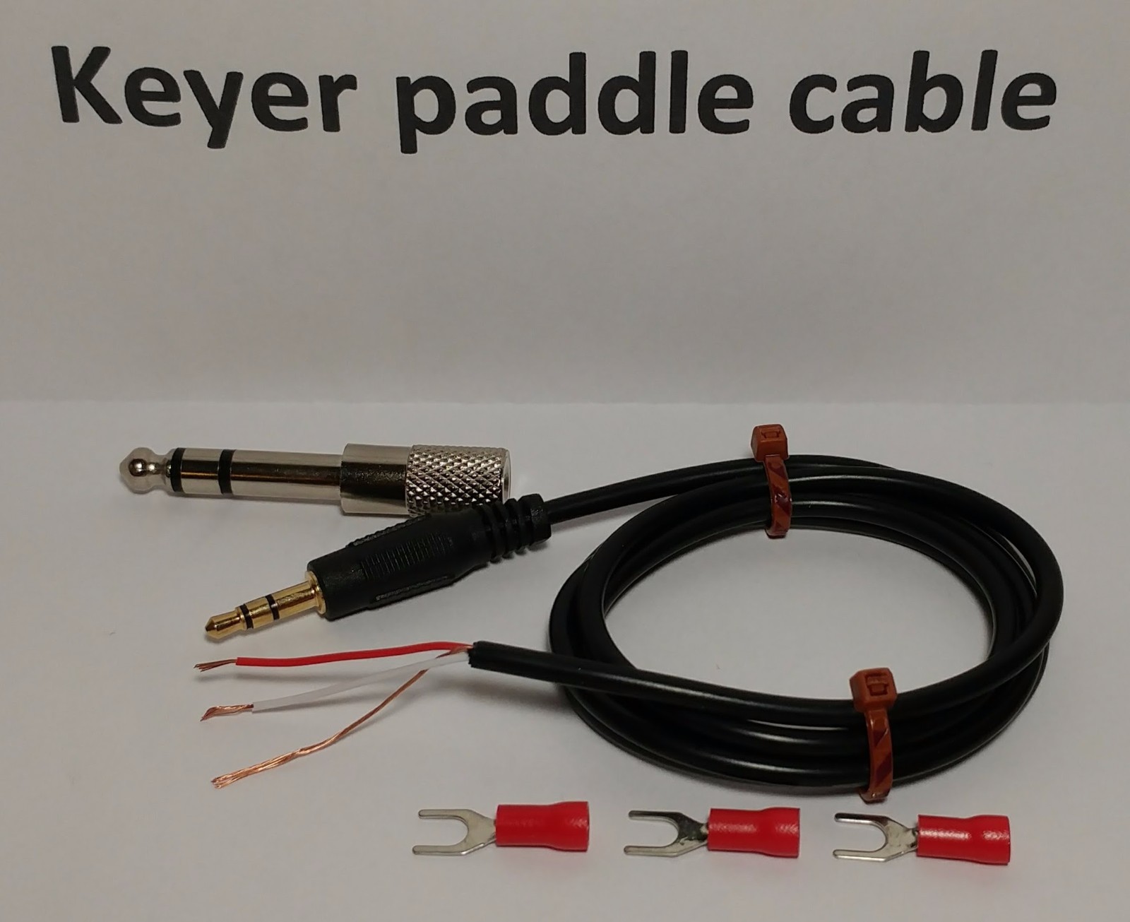 CW Keyer paddle Cable Straight key Morse code 1/4" (6.35mm) 1/8" (3.5mm), 2 feet