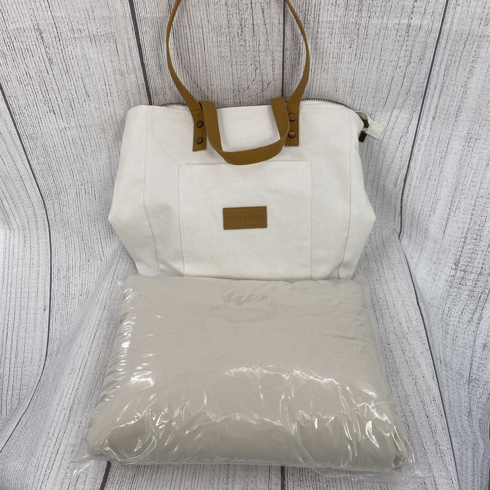 Cozy Earth Duvet Cover KING Oat Beige Luxury Viscose Bamboo Canvas Tote