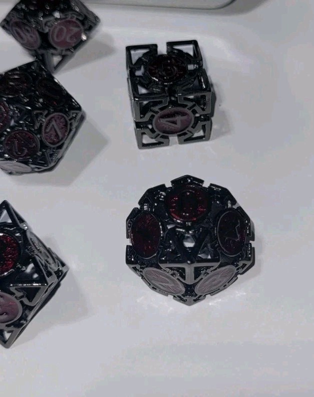 7PCS Hollow Metal Dice Set Polyhedral RPG Dice with Case