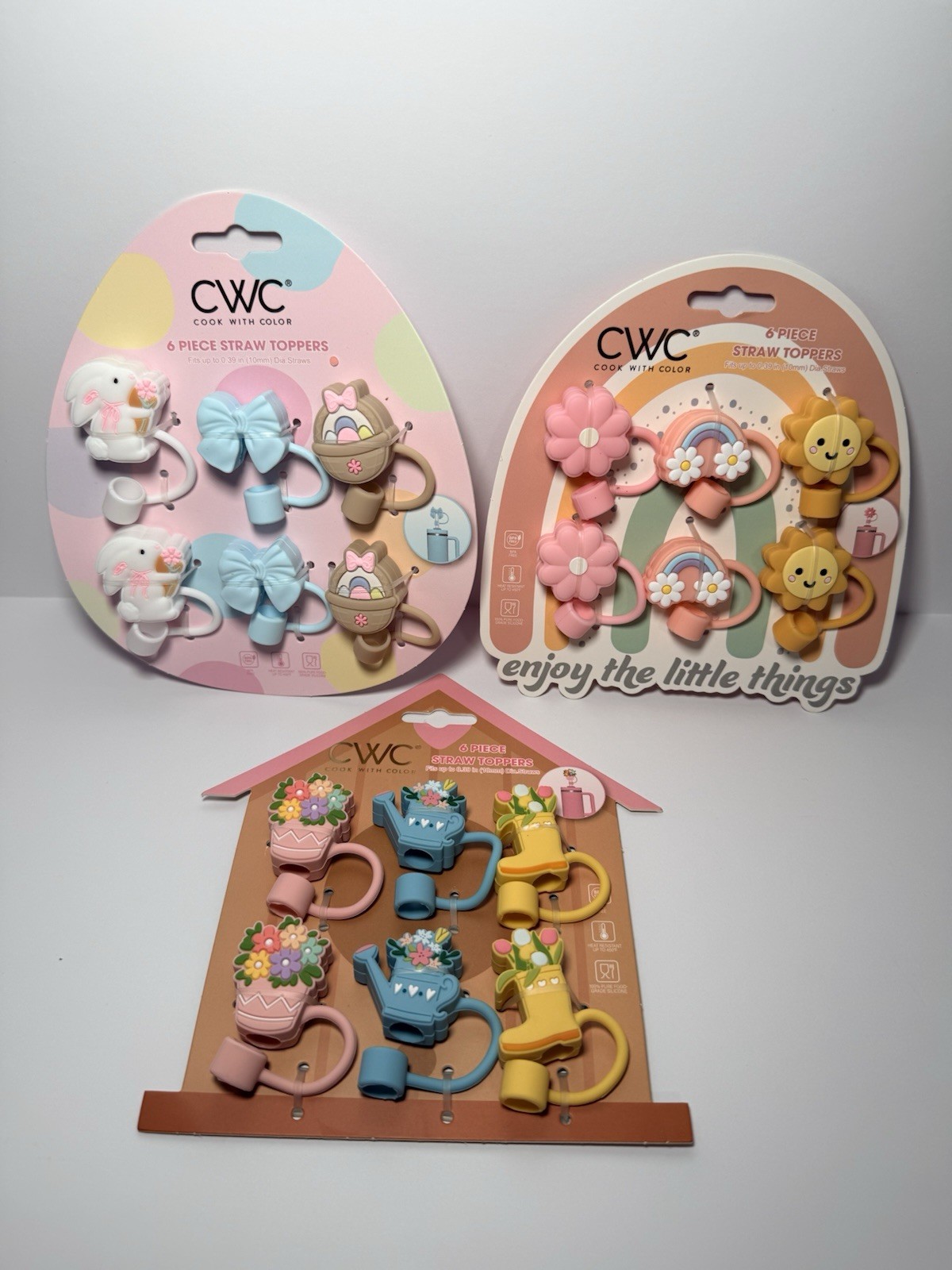Cook With Color (CWC) EASTER SPRING Straw Toppers Covers BNWT | 6 DIFFERENT SETS