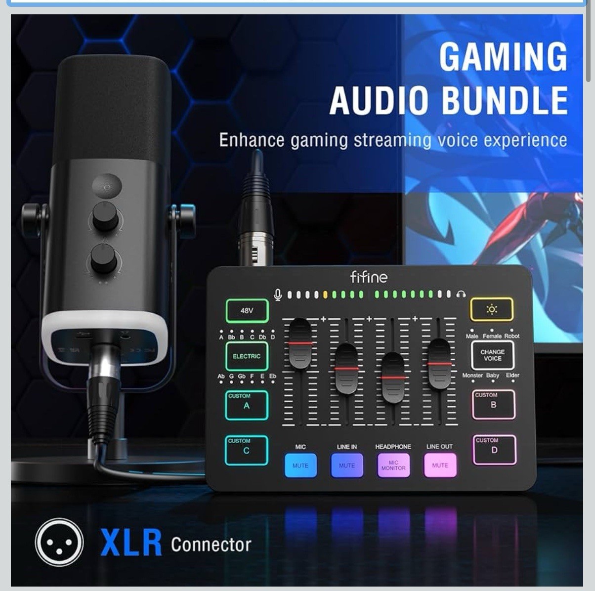 FIFINE Gaming Equipment Bundle, Dynamic XLR/USB Gaming Microphone Set KS-5