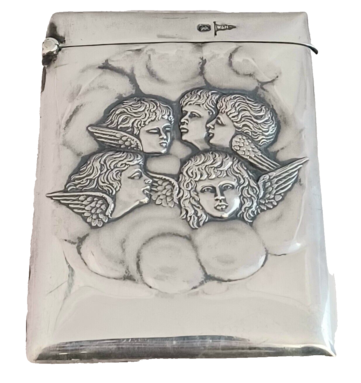 Vintage Figural Angel English Sterling Sheffield Walker & Hall 1904 Carol Case