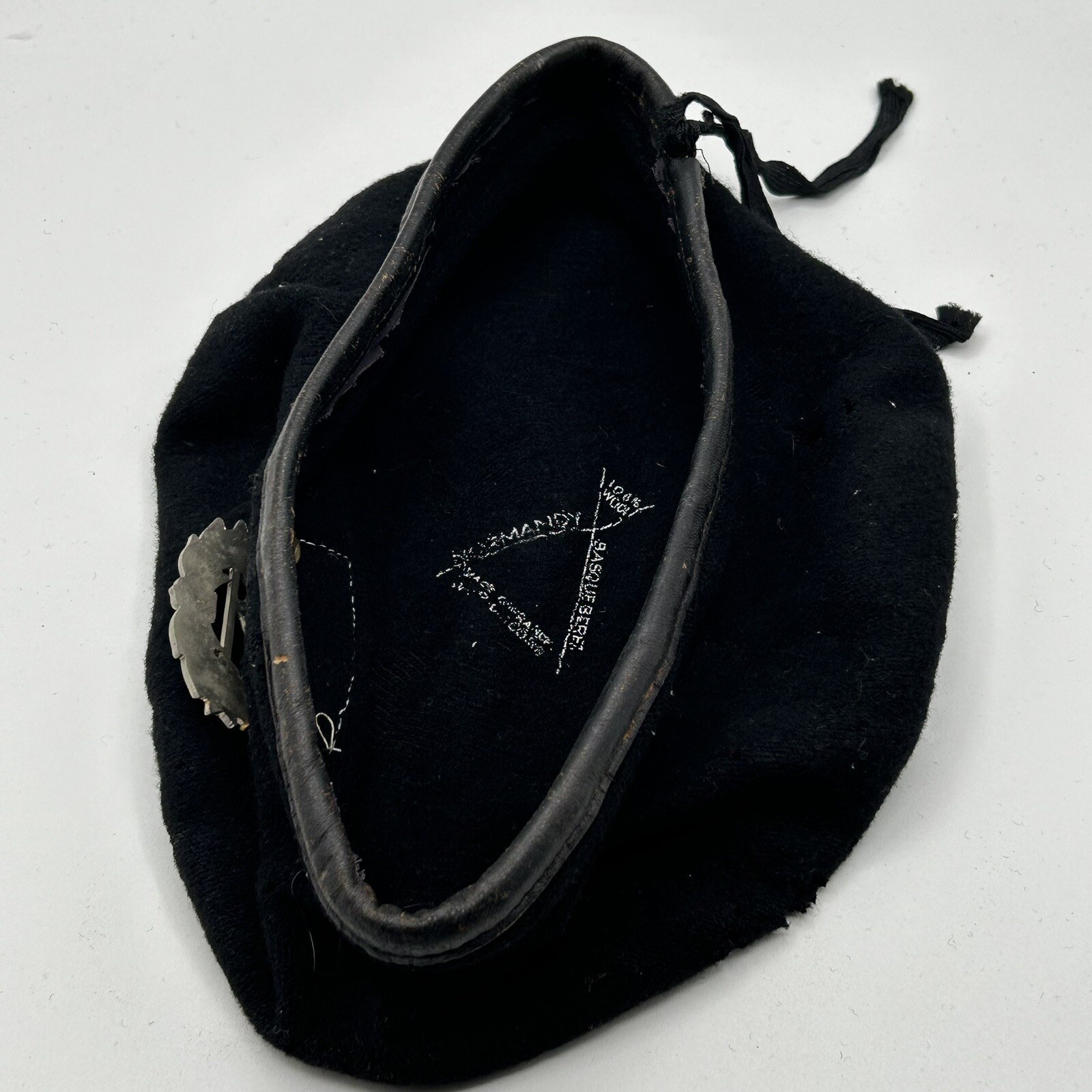 Vintage Army Ranger Beret Black Wool Normandy Basque ARVN Pin