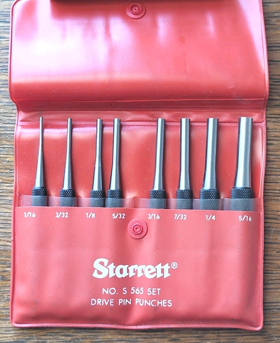 Starrett No. S 565 Drive Pin Punches Set (8) w/Pouch Machinist Tools USA