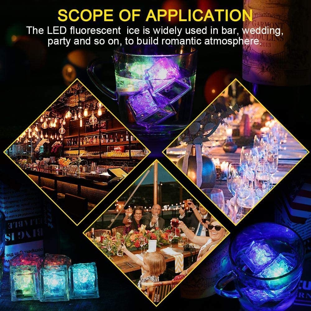 24 Light Up Ice Cube for Drinks Liquid Sensor LED Color Changing for Drinks Pond