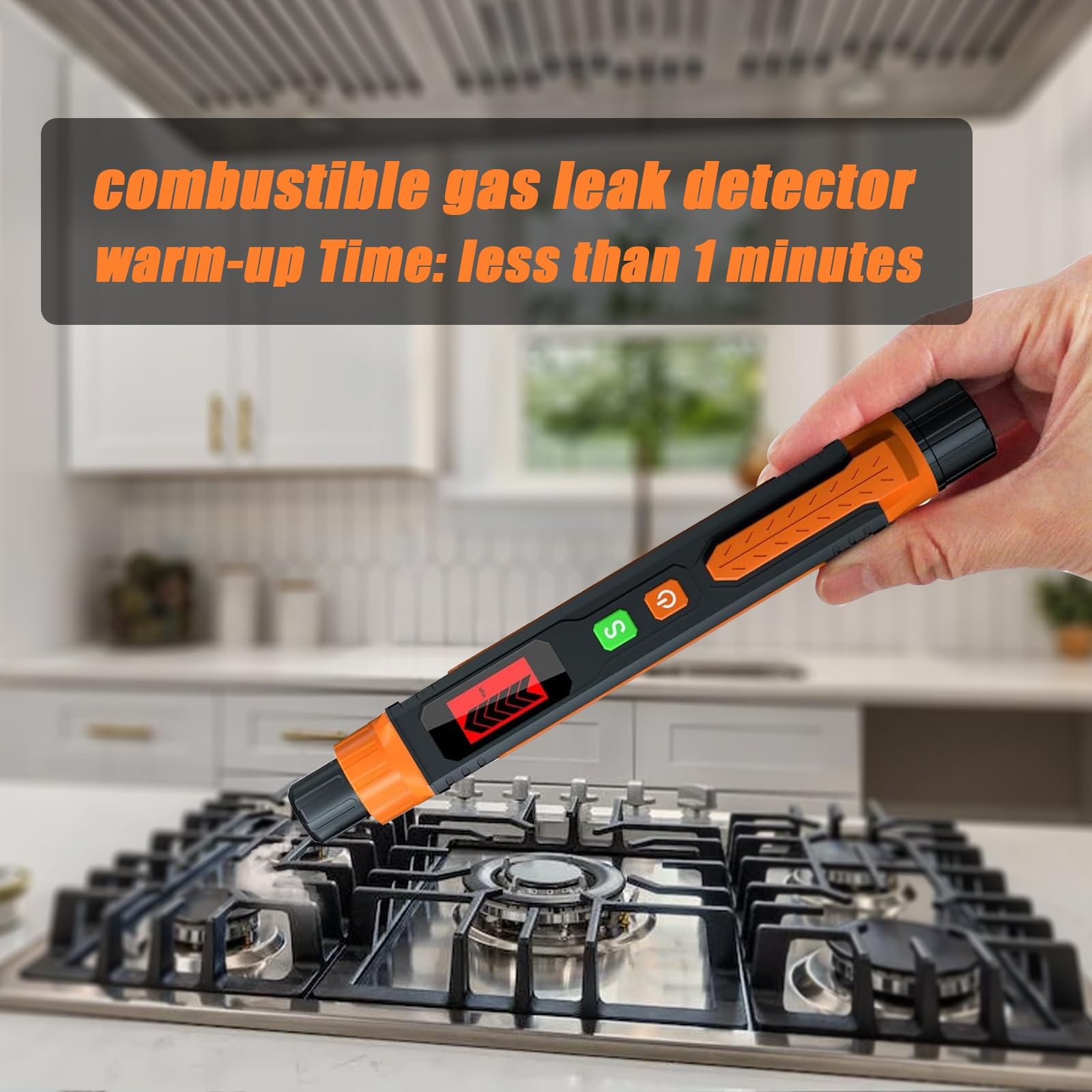 Natural Gas Leak Detector, Portable Gas Sniffer with Audible & Visual Alarm, ...