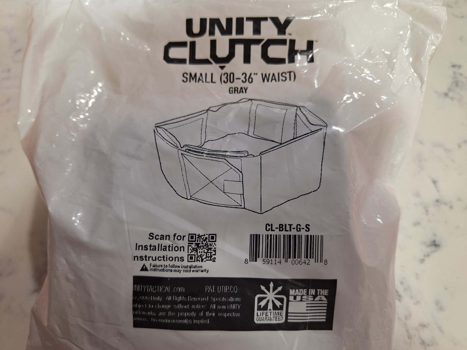 Unity Tactical Clutch Belt, Gray, Small CL-BLT-G-S