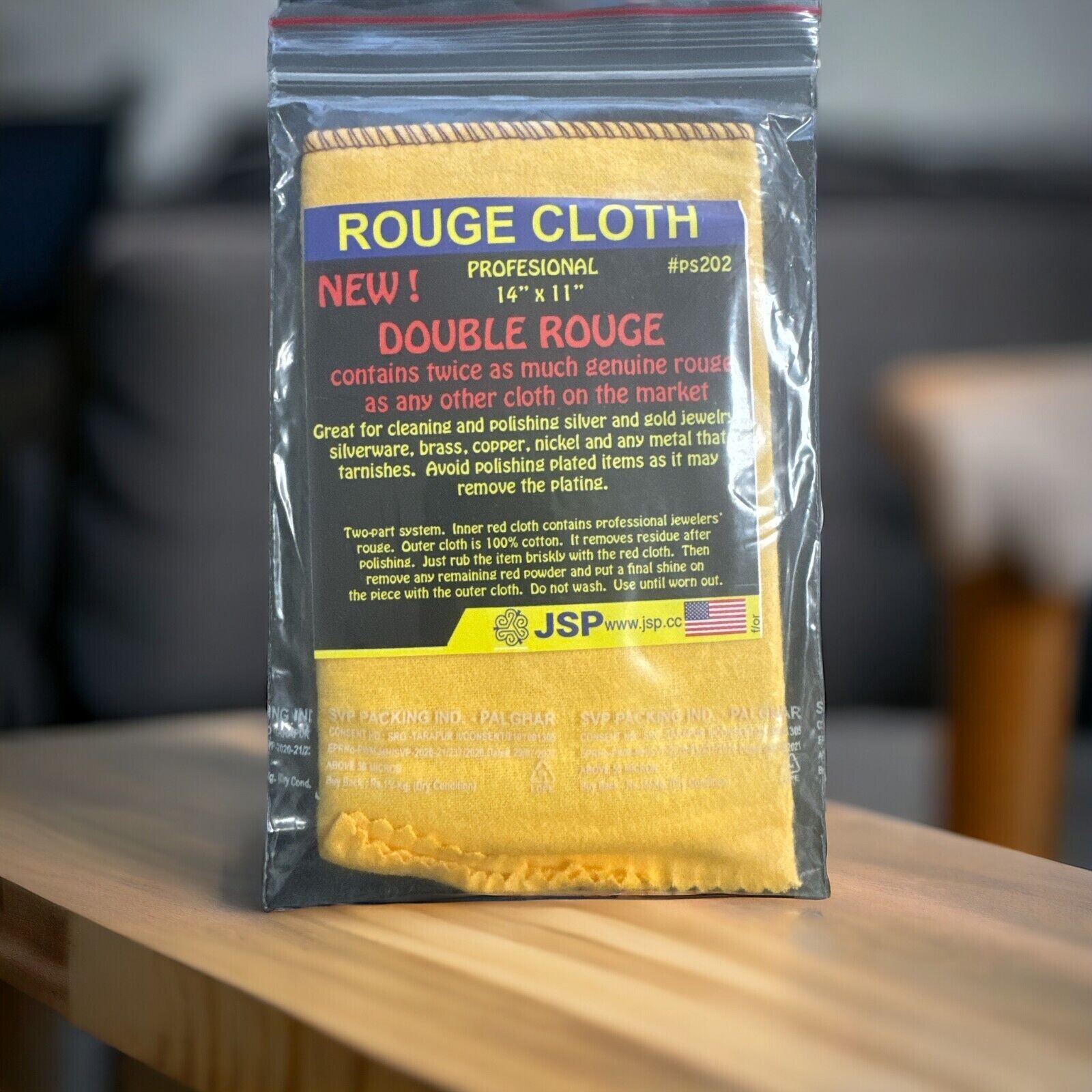 JSP JEWELERS Large Rouge Polishing Cloth Brass Copper Silver Gold Sunshinw Buff