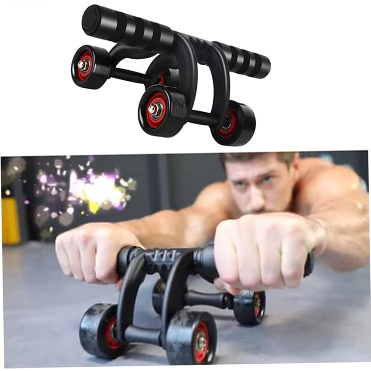 4-Wheel Ab Roller Abdominal Exercise Roller, Core Workout Trainer, Sport Fitness